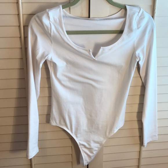 PINK Victoria's Secret Tops - Unworn victorias secret white long sleeve bodysuit
